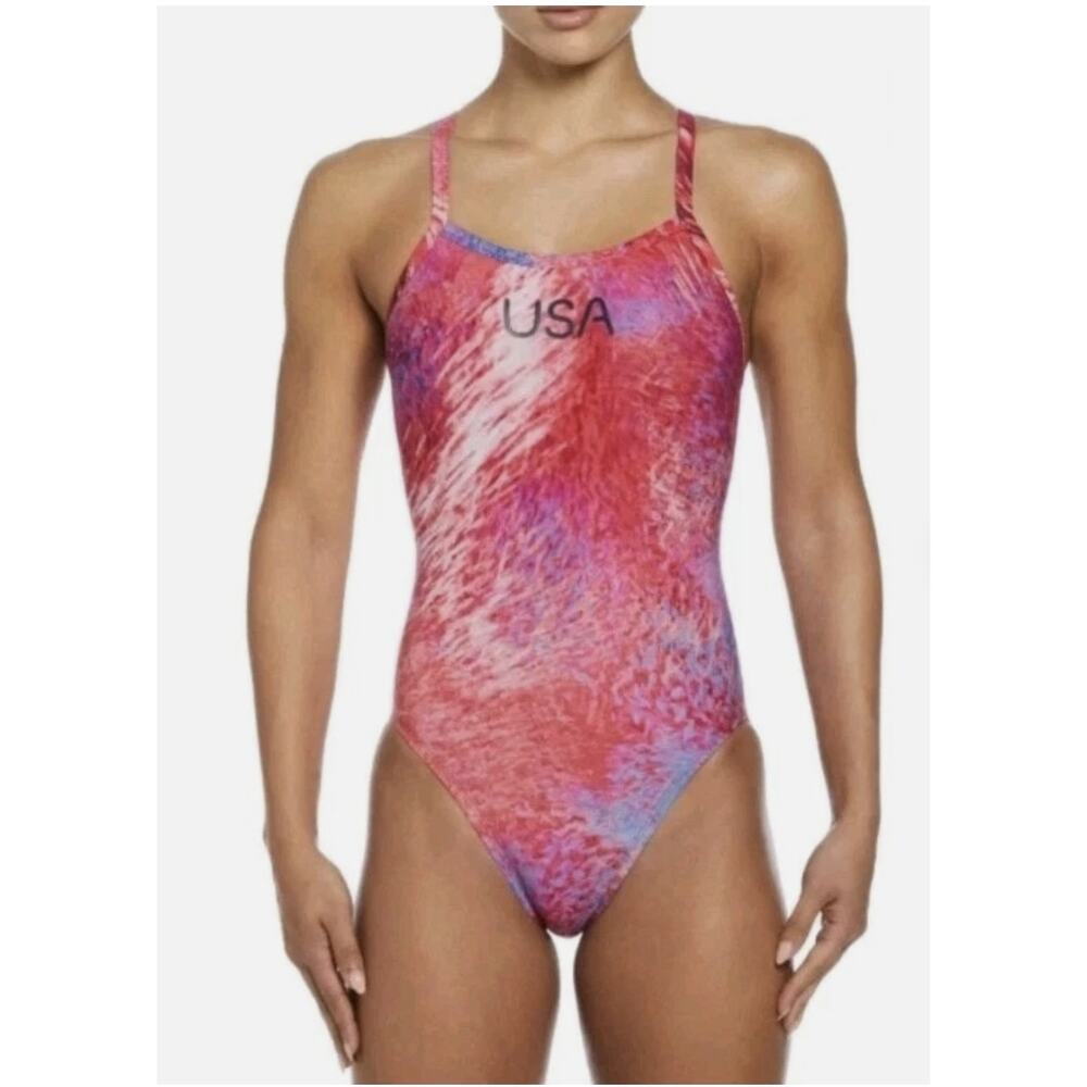 Nike Hydrastrong USA Olympic Team Swimsuit Womens 8 Pink One Piece NWT